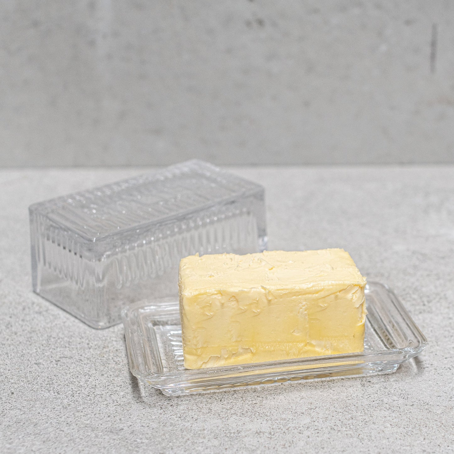 Butter dish in glass