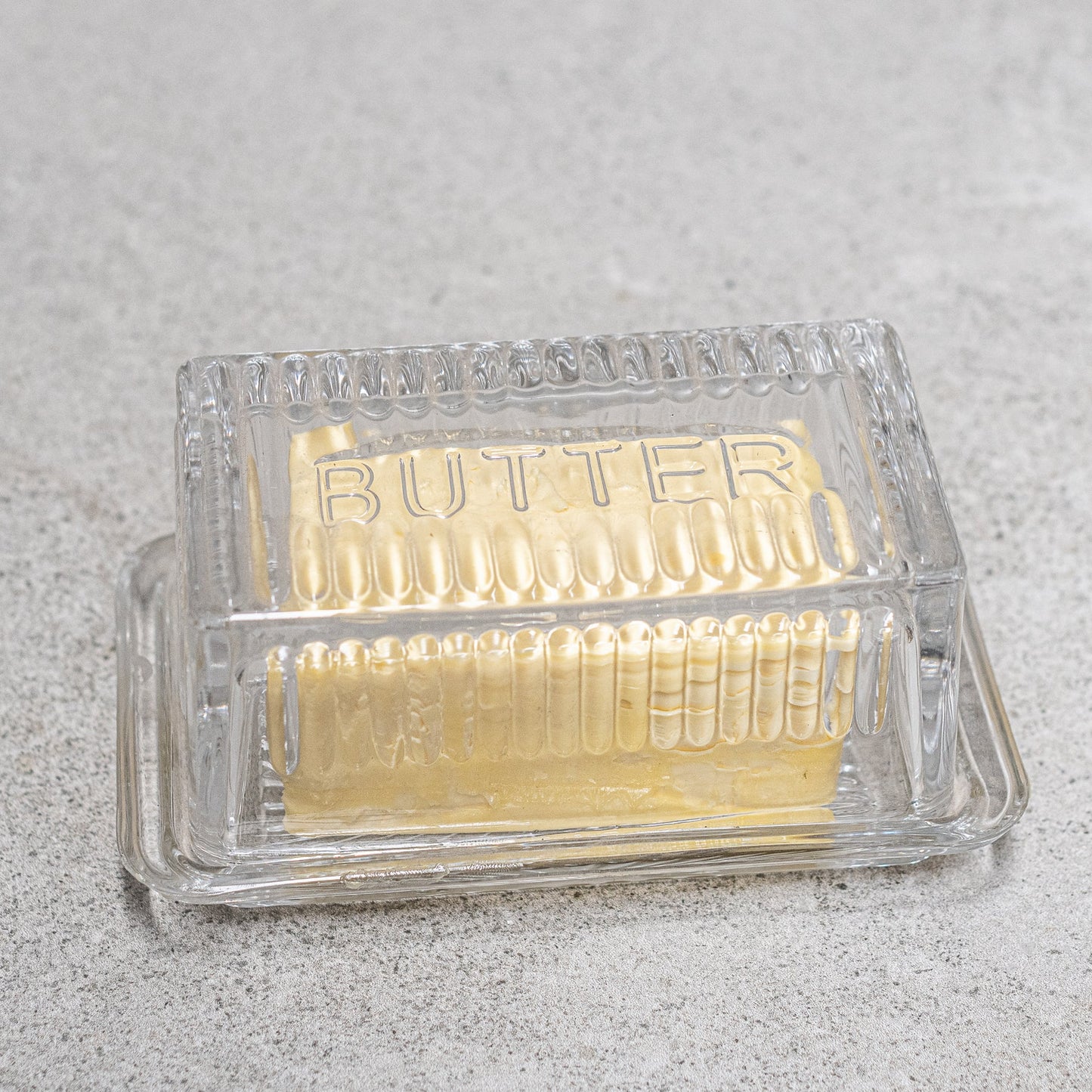 Butter dish in glass