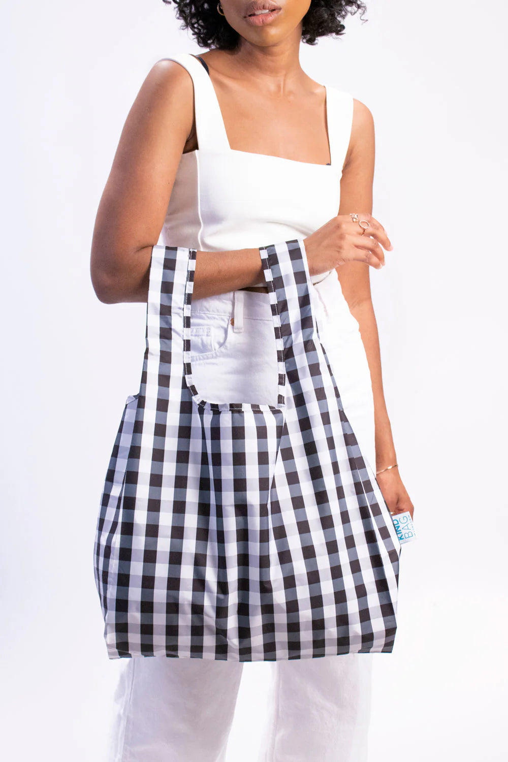 Gingham black and white | Medium Bag