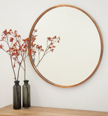 Round copper bevelled mirror | 76cm diameter