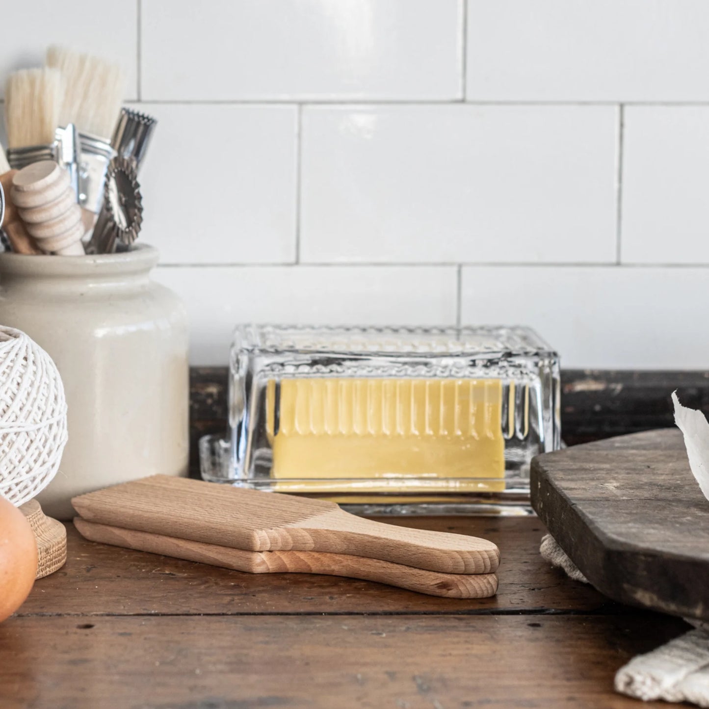 Butter dish in glass