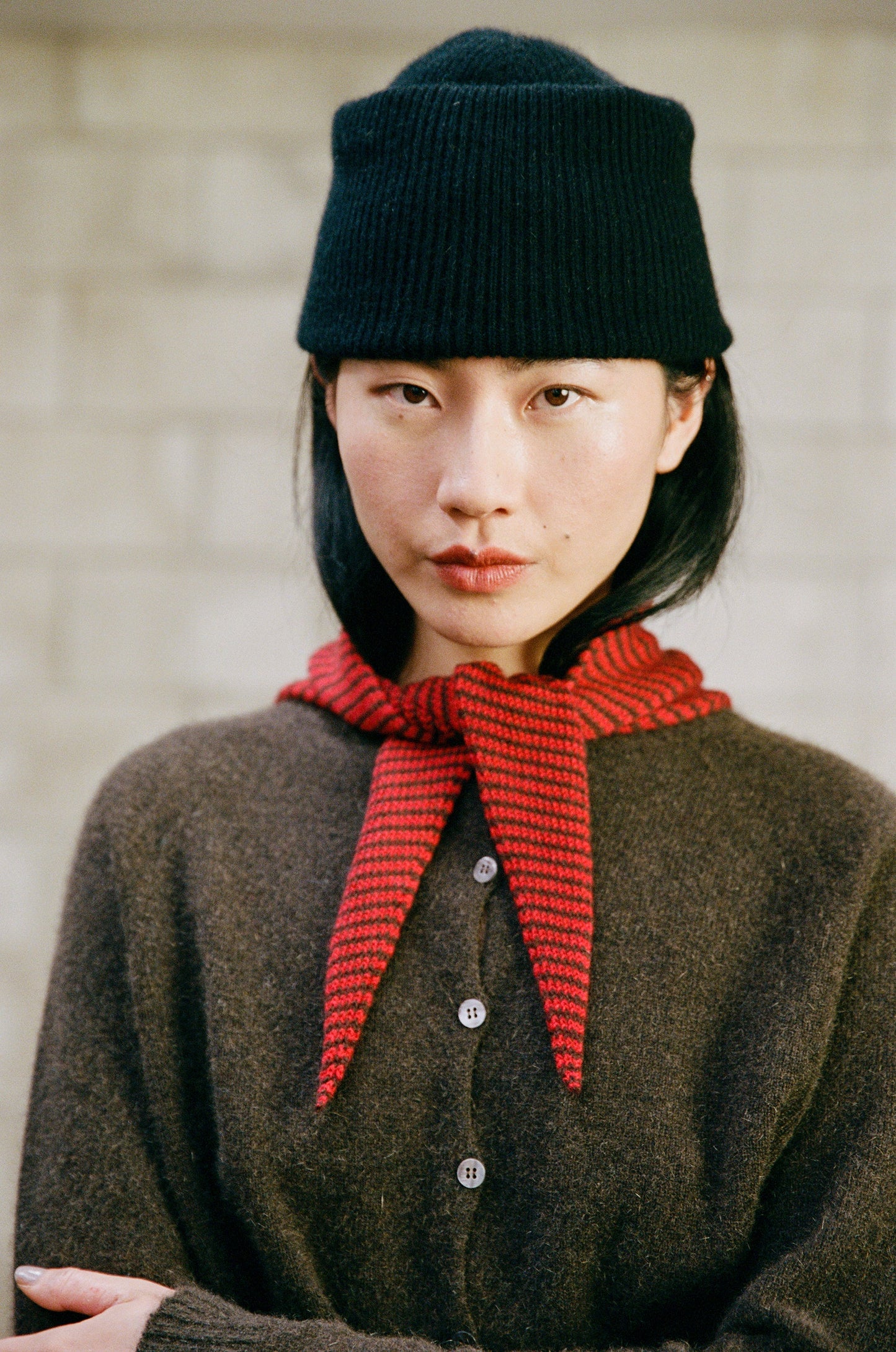 Daisy Scarf | Cherry and Chestnut Stripe