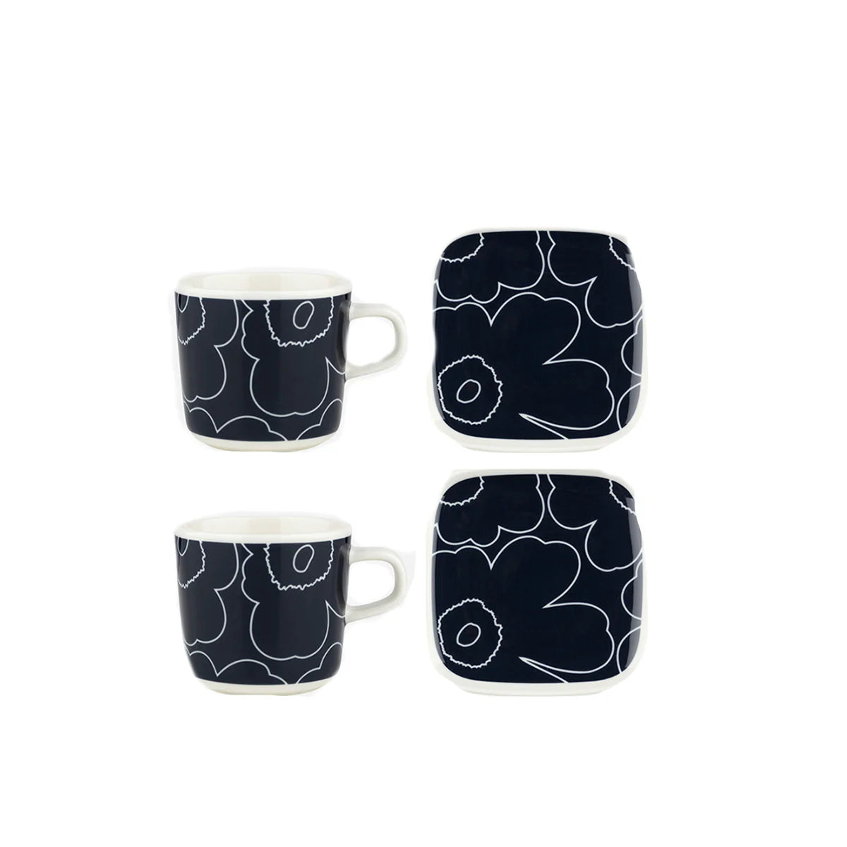 Oiva Pikkuinen Unikko Coffee Cup and Plate 60th Anniversary 4pce Set