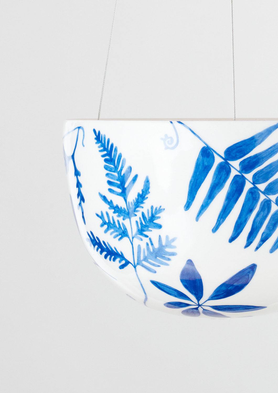 Blue Botanical Hanging Planter