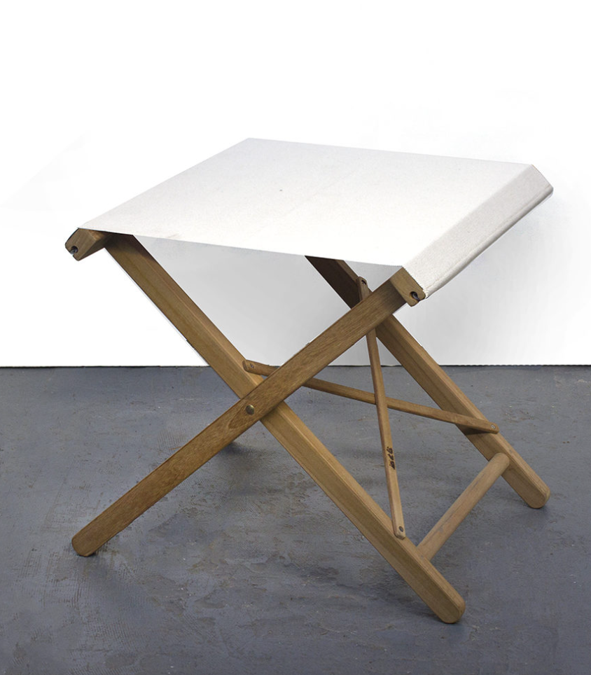 Teak Folding Stool - Cotton stripe
