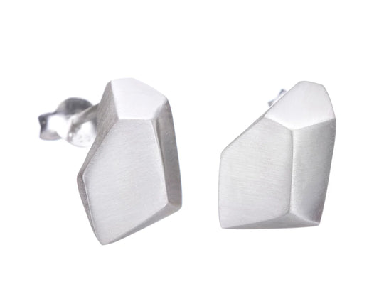 Geometric Stud Earrings - Silver