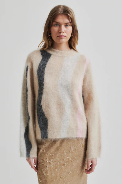 Marbel Knit O-Neck | Multi-coloured