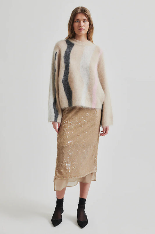 Marbel Knit O-Neck | Multi-coloured