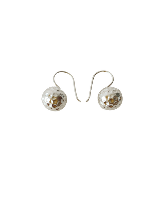 Hammered Ball Earrings | Silver