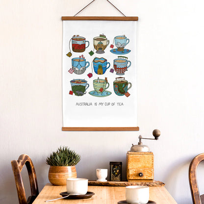 Aussie Teacups - Art Tea Towel