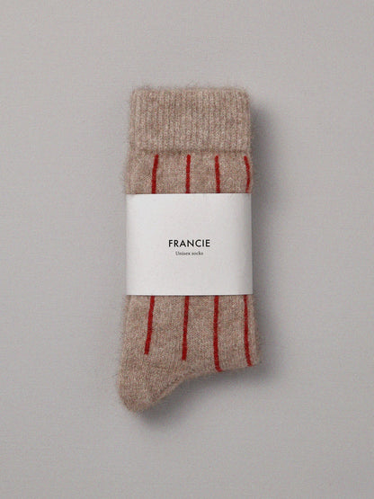 Signature Socks Striped | Natural and Crimson