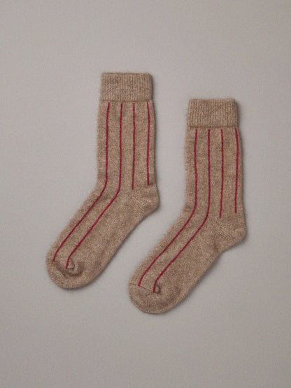 Signature Socks Striped | Natural and Crimson