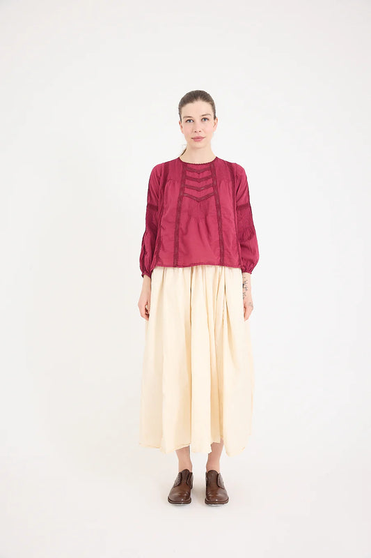 Alice Lace Blouse in Cotton Lace in Berry