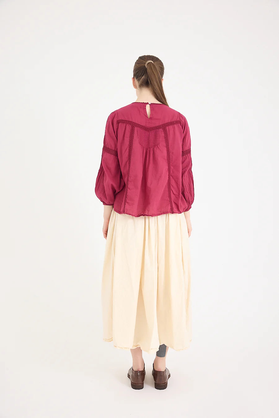 Alice Lace Blouse in Cotton Lace in Berry