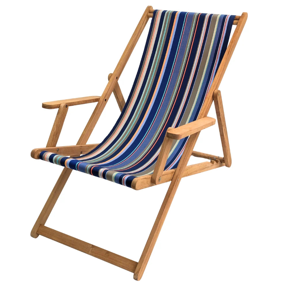 Teak Deckchair w/Arms - Sunbrella