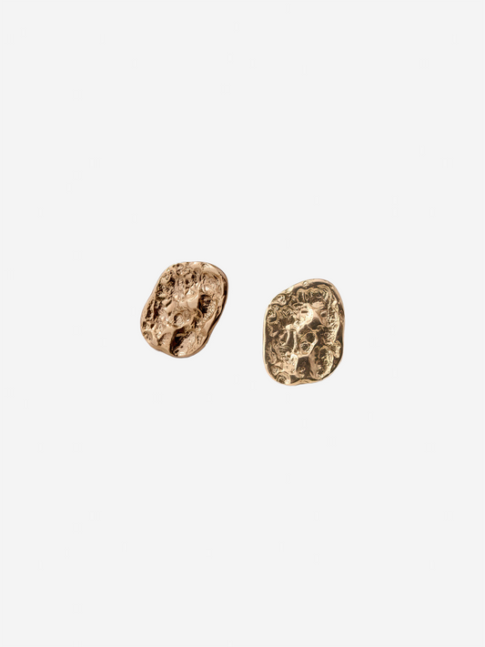 Stone Disk Earrings - gold