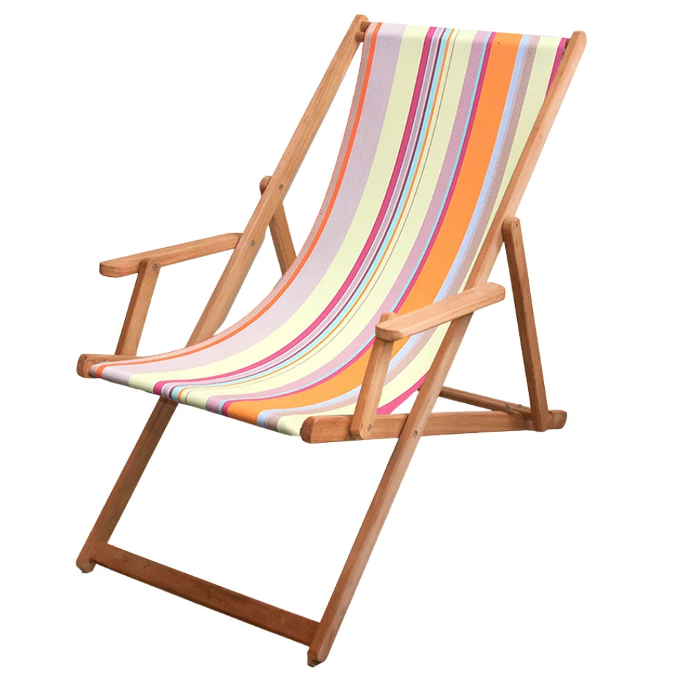Teak Deckchair w/Arms - Sunbrella