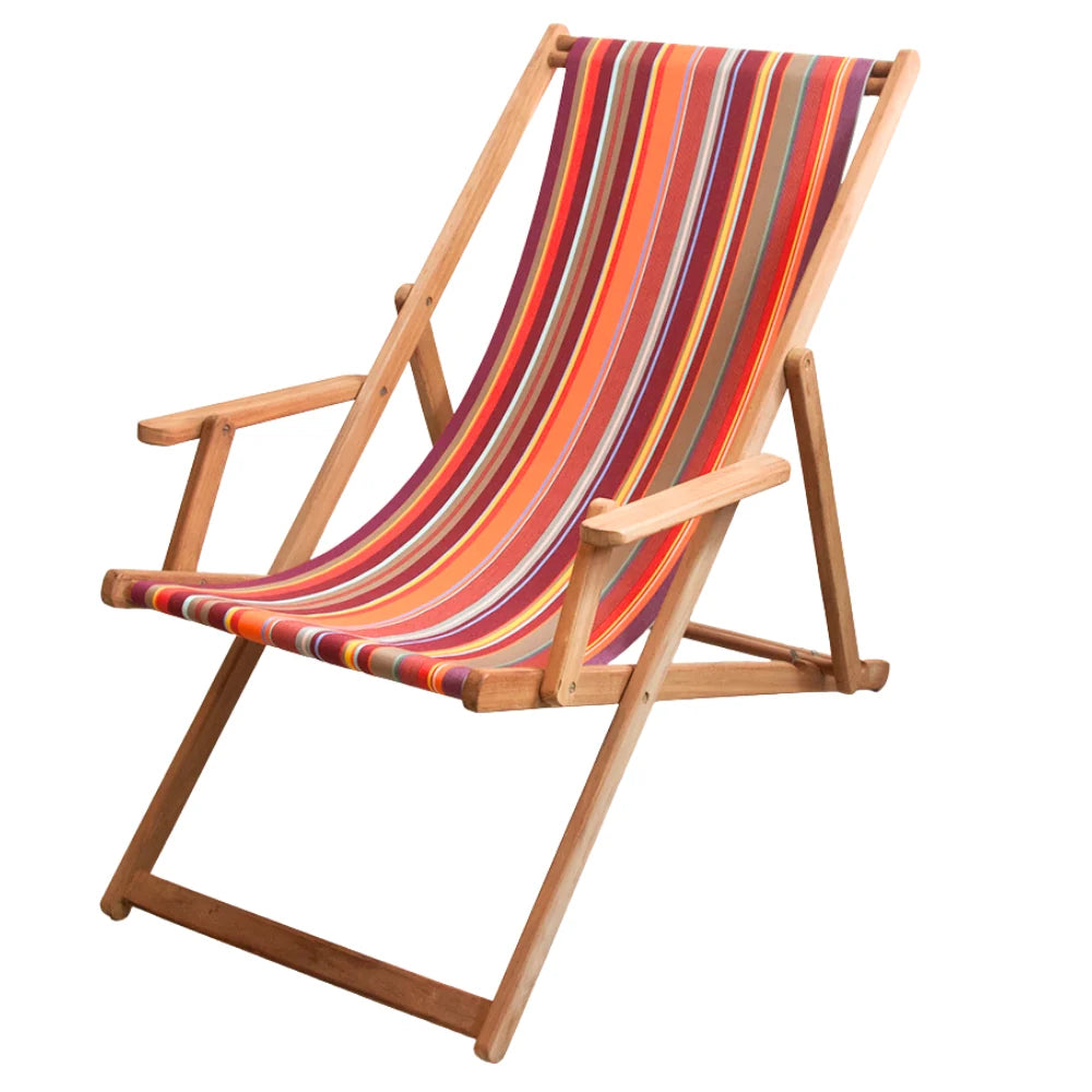 Teak Deckchair w/Arms - Sunbrella - ST VINCENT ROUGE