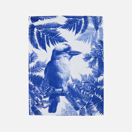 Tea Towel Kookaburra Fern - Blue
