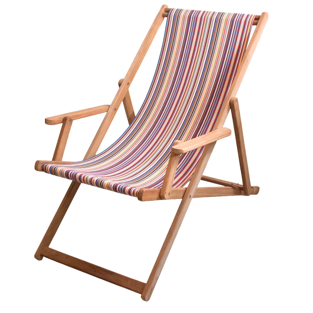 Teak Deckchair w/Arms - Sunbrella