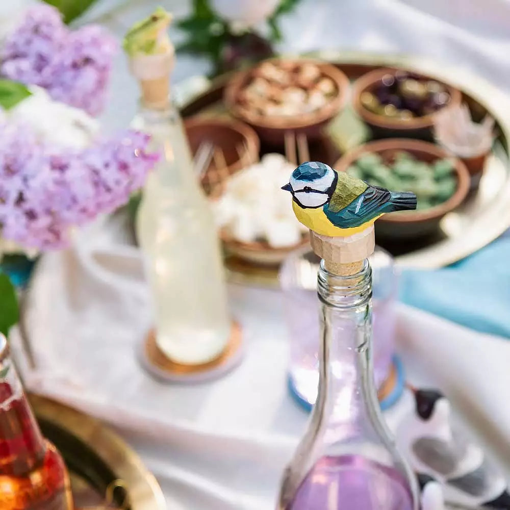 Hand carved bottle stopper | Blue Tit