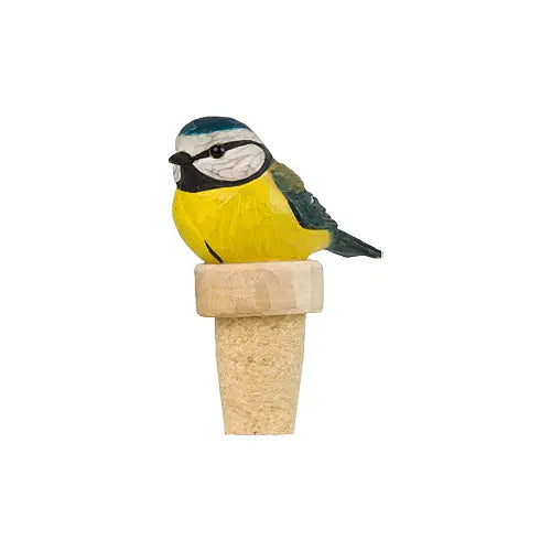 Hand carved bottle stopper | Blue Tit