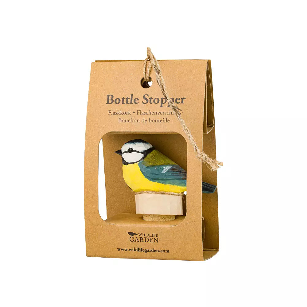 Hand carved bottle stopper | Blue Tit