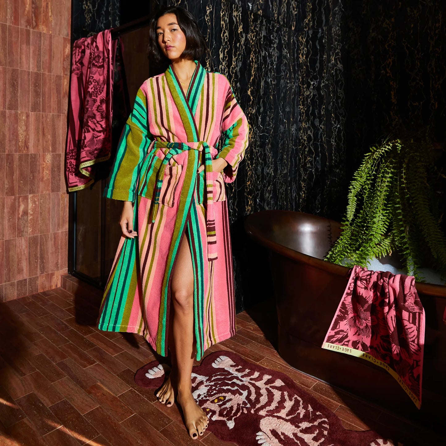 Nicolette Towelling Robe- Juniper
