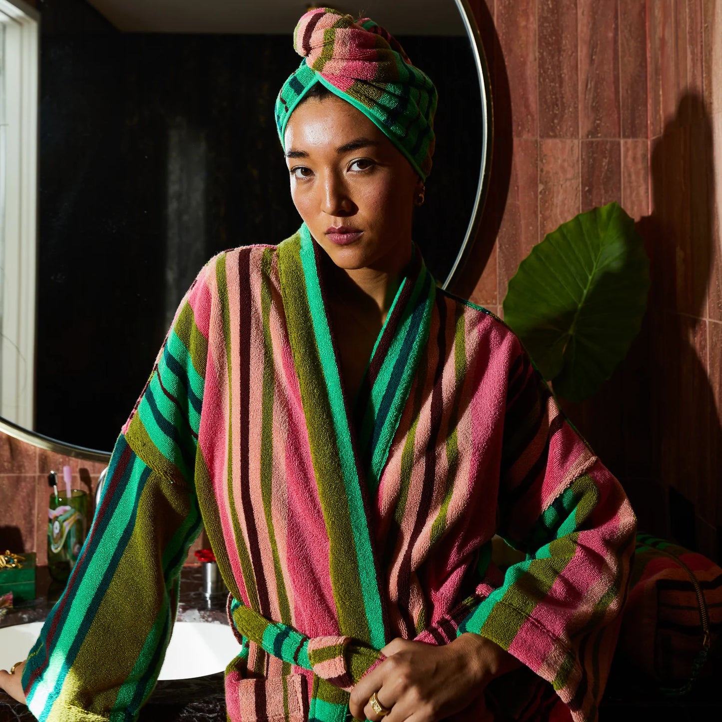 Nicolette Towelling Robe- Juniper