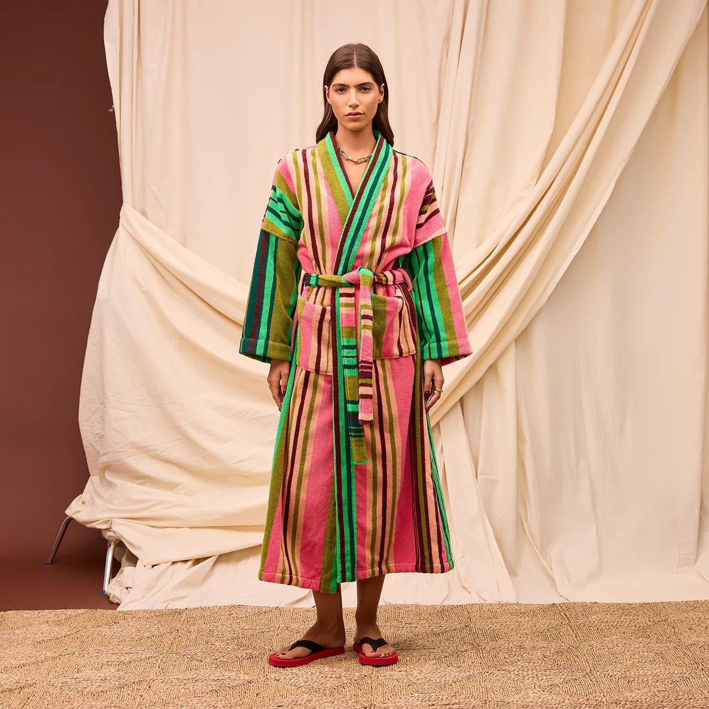 Nicolette Towelling Robe- Juniper