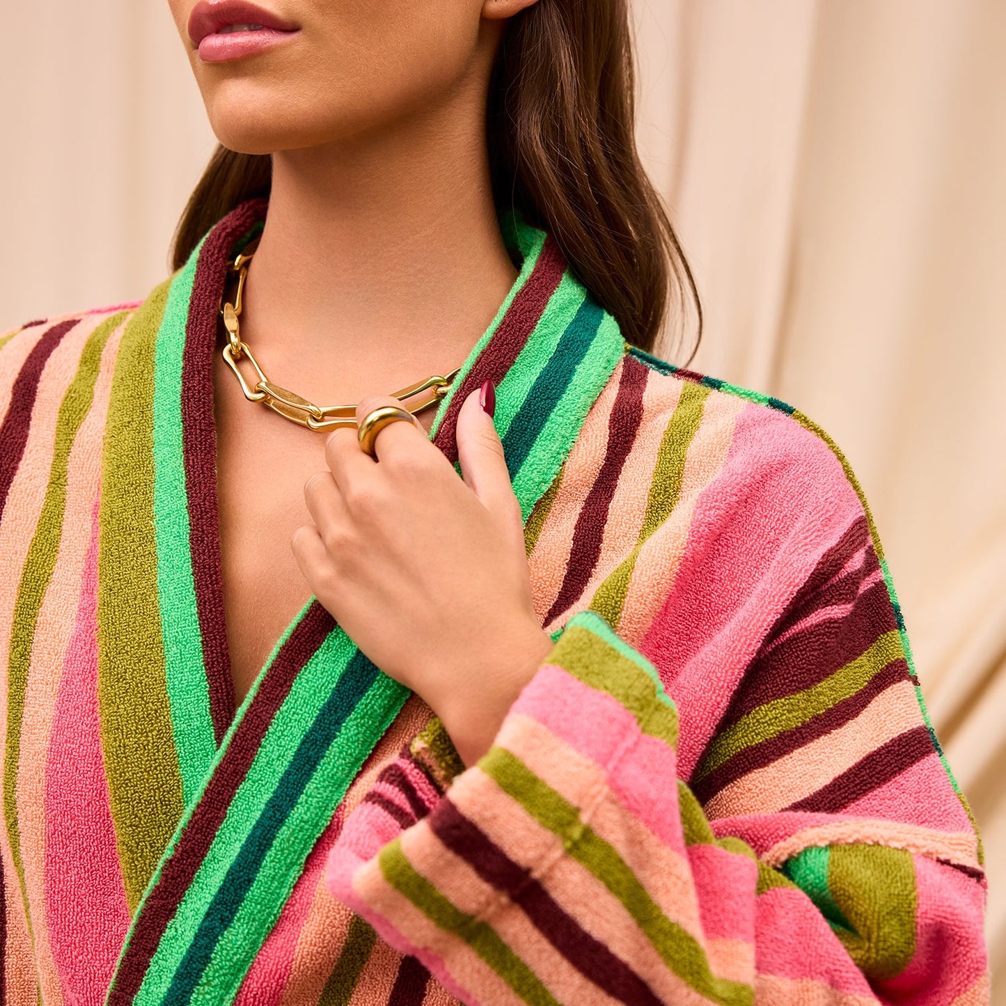 Nicolette Towelling Robe- Juniper