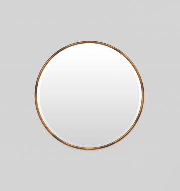 Round brass bevelled mirror 96cm diameter