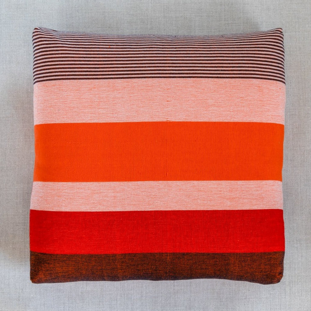 Red Earth Stripe Handloom Cushion