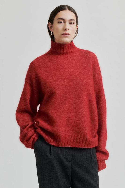 Brookline Knit T-Neck, Red