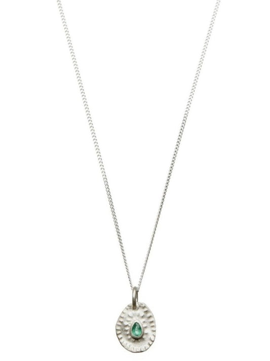 Pharaoh necklace - Emerald and Silver