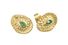 Load image into Gallery viewer, Pharaoh Tear Studs - Emerald &amp; Gold

