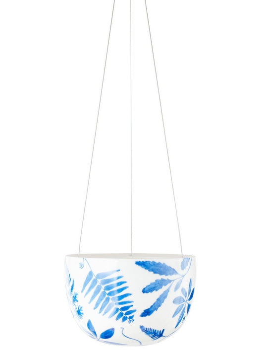 Blue Botanical Hanging Planter