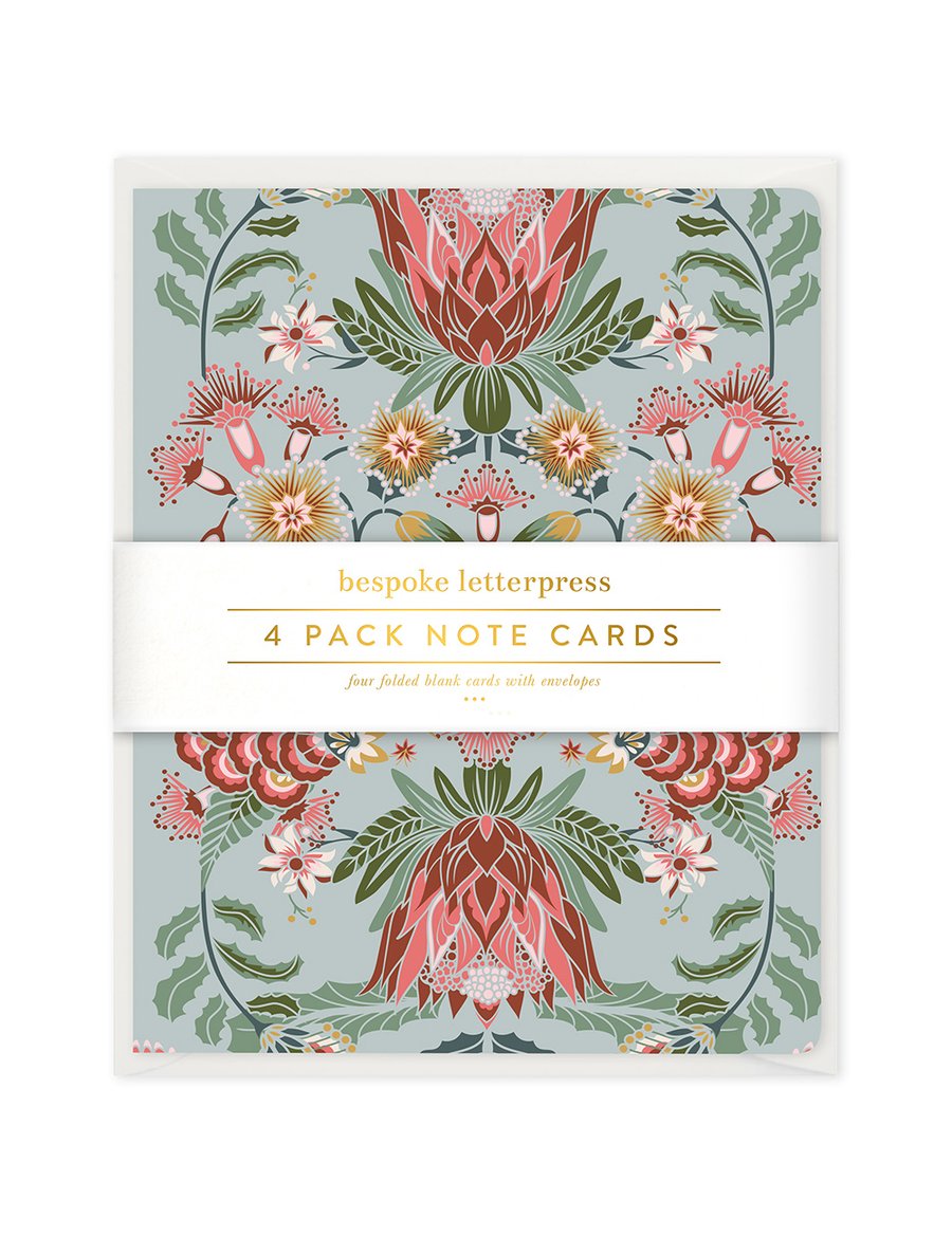 Kaleidoflora Blue 4pk Greeting Card Set