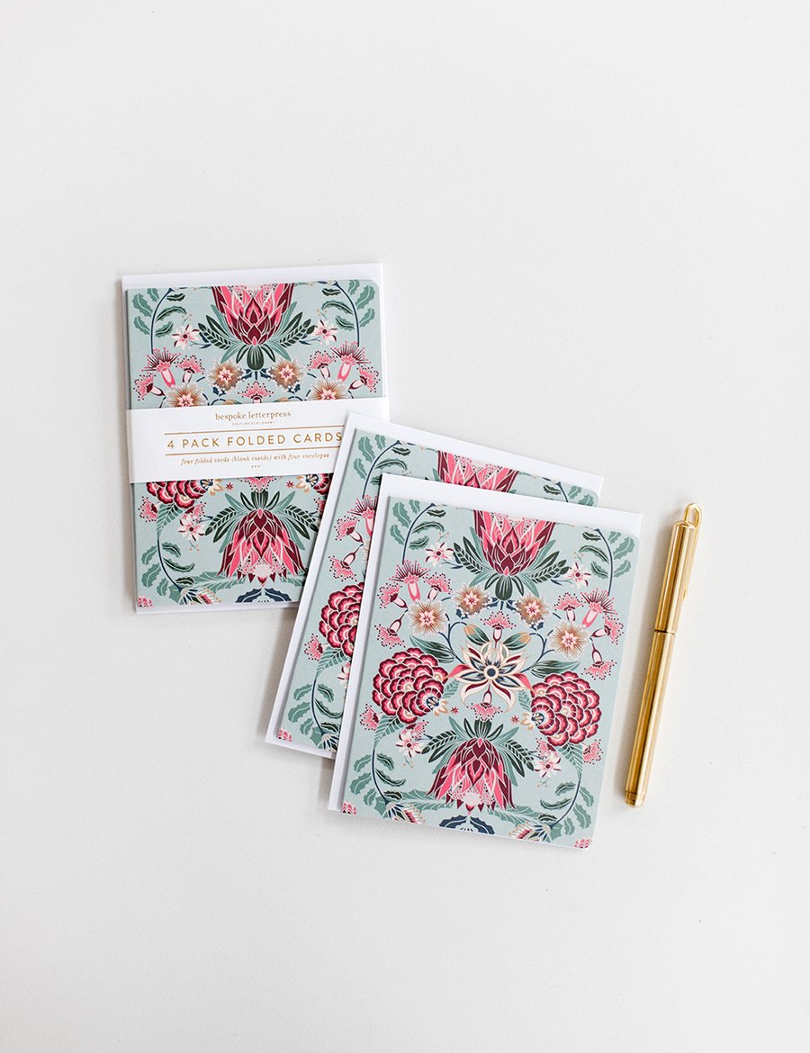 Kaleidoflora Blue 4pk Greeting Card Set