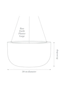 Raw Earth Clay Hanging Planter - Large