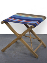Load image into Gallery viewer, Teak Folding Stool - Cotton stripe
