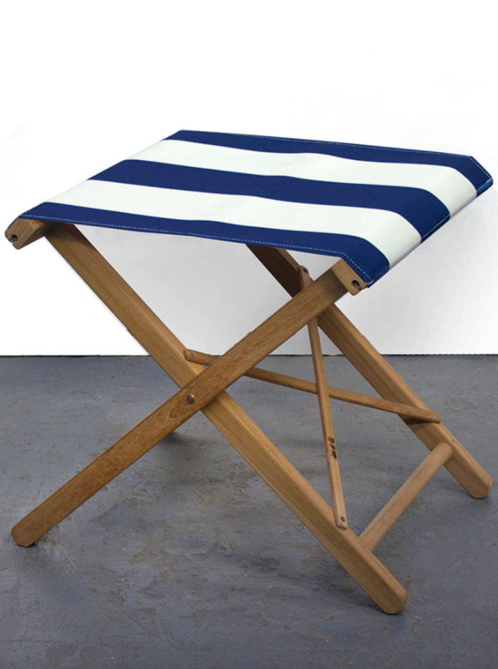 Teak stool - Block Stripe Synthetic