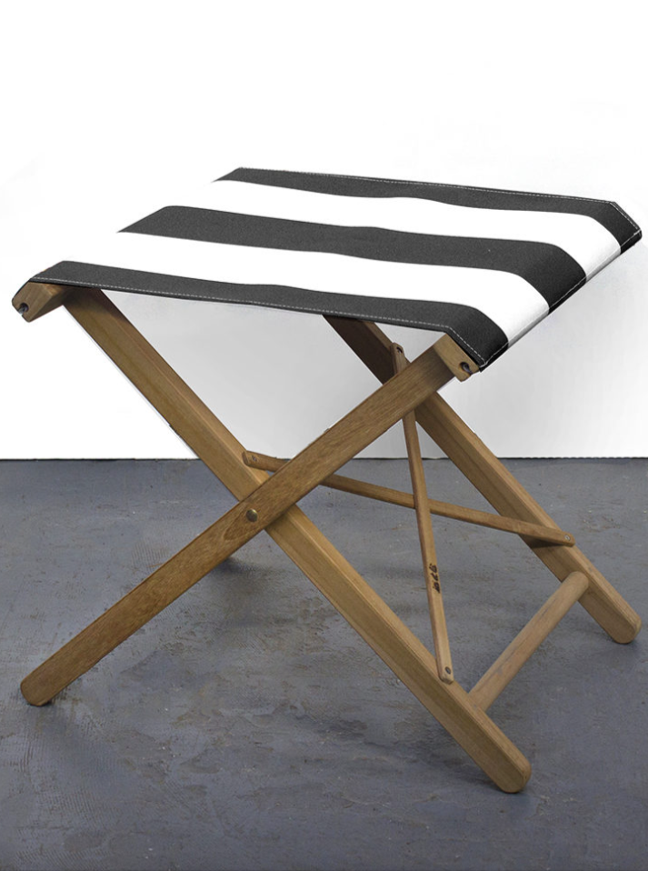 Teak stool - Block Stripe Synthetic