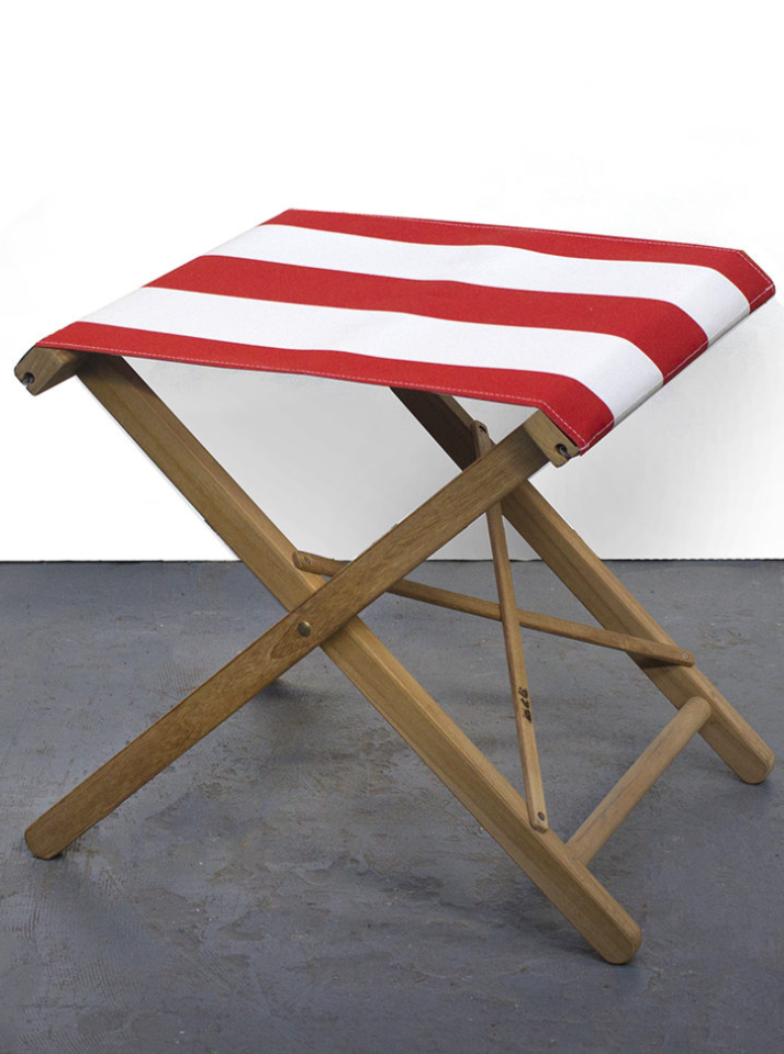 Teak stool - Block Stripe Synthetic