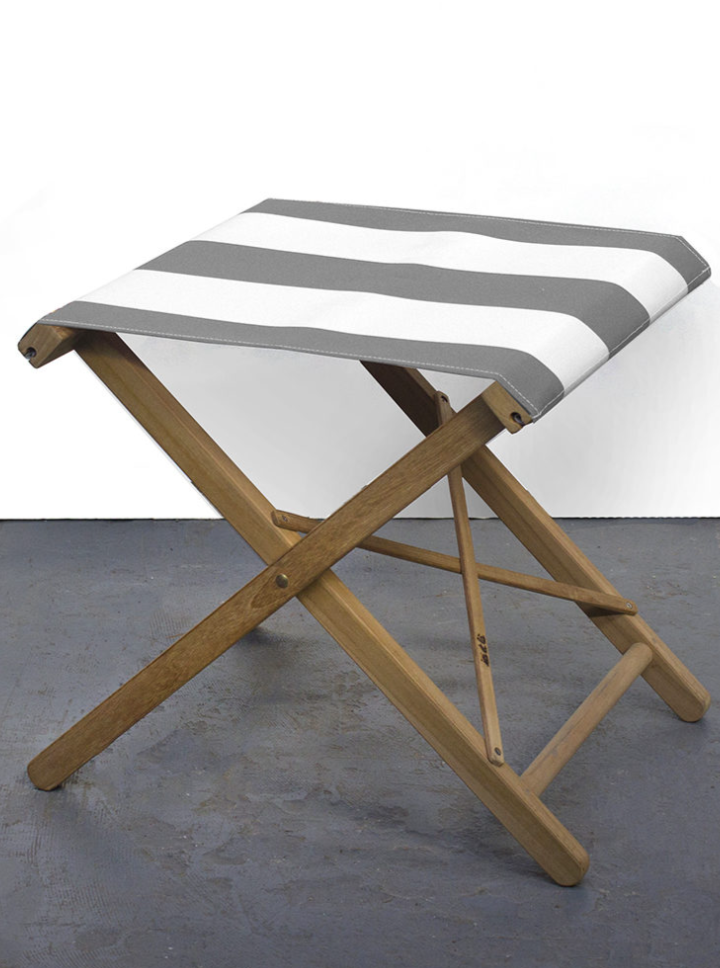 Teak stool - Block Stripe Synthetic