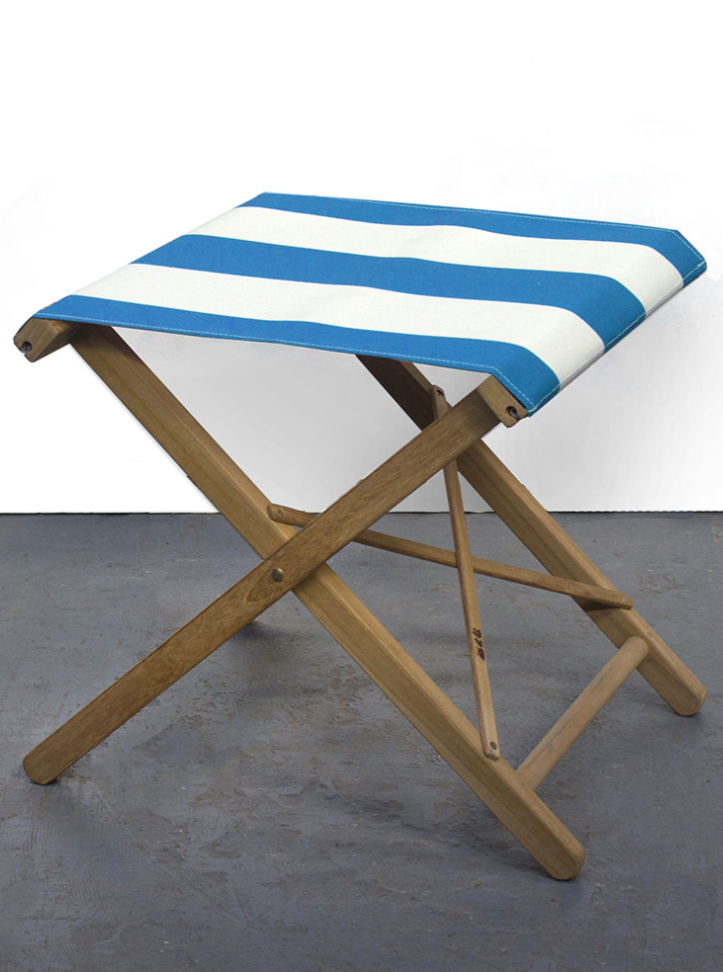 Teak stool - Block Stripe Synthetic