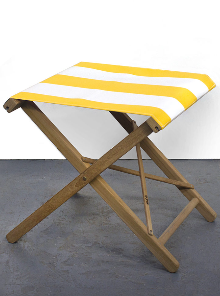 Teak stool - Block Stripe Synthetic