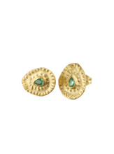 Load image into Gallery viewer, Pharaoh Tear Studs - Emerald &amp; Gold
