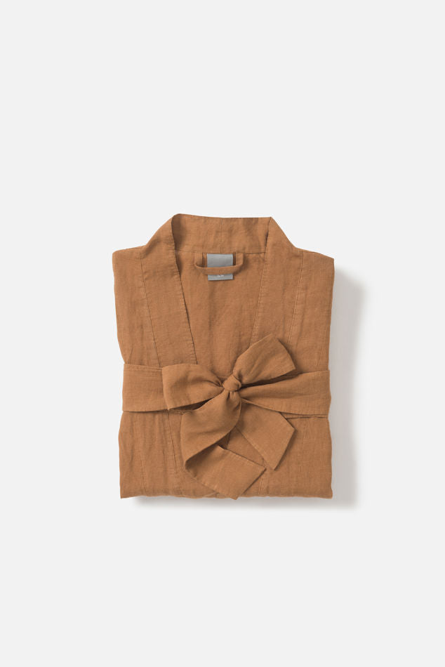 Linen Bath Robe - Toast